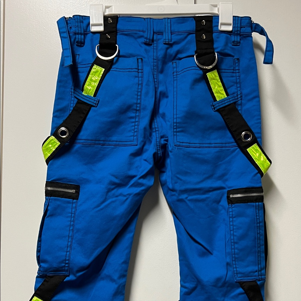 Tripp NYC Blue Cargo Pants with Neon and Black Accents - Picture 10 of 10